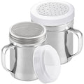 CUSINIUM 6oz Fine Mesh + 10oz Medium Holes Dredges - With Lids - With Handles - Flour Shaker Duster Set - Confection Sugar Shakers