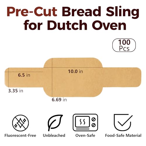 Parchment Paper Bread Sling for Dutch Oven Sourdough Baking 100 Pcs - color: 100 Pcs Oval