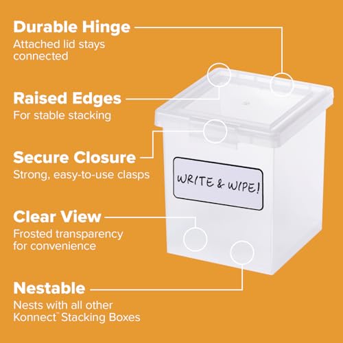 Bostitch Konnect Clear Storage Containers with Lids, Stackable Plastic Organizer Bins, 1.5 Quart, 2 Pack - size: 1.5 Qt 2 Pack