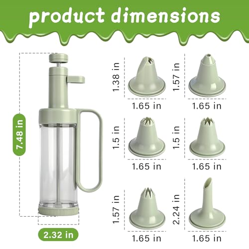 Plastic Cream Squeeze and Icing Set with 6 Piping Tips for Cupcakes, Cake Decorations and Dessert Filling