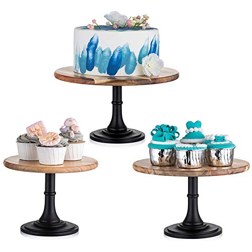NUPTIO Wooden Cake Stand Set, Round Dessert Display Holder, 3 Pcs - size: Diam 7.87"/9.84"/11.81" (3-Piece Set)