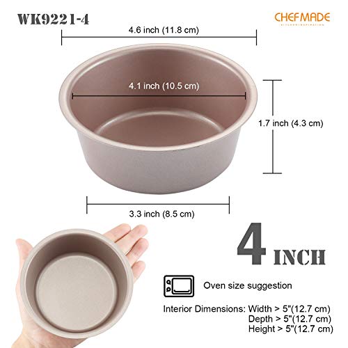 CHEFMADE Mini Cheese Cake Pan Set, 4-Inch 4Pcs Non-Stick Round Cake and Loaf Bakeware for Oven and Instant Pot Baking (Champagne Gold) - size: 04 - 4" Columnar 4Pcs