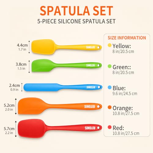 Silicone Spatula Set, 5-Piece Heat Resistant Scraper Tools