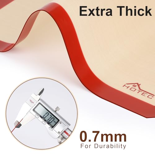 HOTEC Silicone Baking Mats 3 Pack – Thickened Non-Stick Reusable Silicone Baking Sheets for Oven – Cookie & Macaron Mats – 2 Half Sheet + 1 Quarter Sheet – BPA-Free, Dishwasher Safe - color: 3pcs: Red 0.7MM