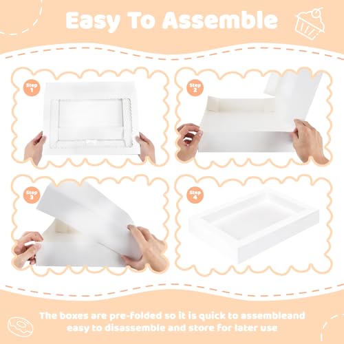 Dayacoco 40pcs Bakery Boxes with Window, 16x11x2.5 Inches, Donut Boxes