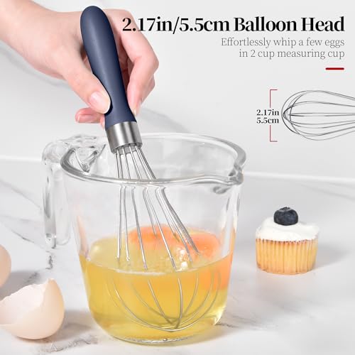 18/8 Stainless Steel Cooking Balloon Whisk (Small, Midnight Blue) - color: Midnight Blue, size: Small, 9.06in