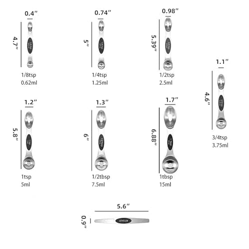Magnetic Stainless Steel Measuring Cups & Spoons Set –(4+8)-Piece Stackable Set with Engraved Measurements – Dishwasher Safe Baking Essentials-Solid