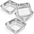 P&P CHEF Square 6x6 Baking Cake Pan, 4 Pcs Stainless Steel Brownie Pan - size: 6 Inch