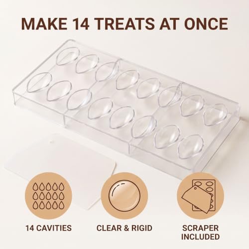 16 Grid Chocolate Candy Mold PC Polycarbonate Chocolate Making Mould with Scraper (Water Drop Shape) - color: Water Drop Shape