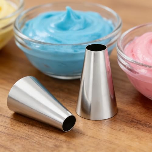 6 Pcs 1A&2A Piping Tip Set Large Large 1A Tip for Cake Decorating 2A Stainless Steel Piping Tips for Cake Cookies Pastry Fondant Cream Bag Filler
