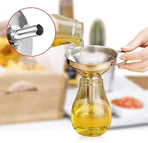 Kitchen Funnel, 3 Piece Stainless Steel Funnels Set with Handle Design and Removable Strainer, Great for Transferring of Liquid, Fluid, Dry Ingredients & Powder, Funnels for Filling Bottles - color: Funnel set-3