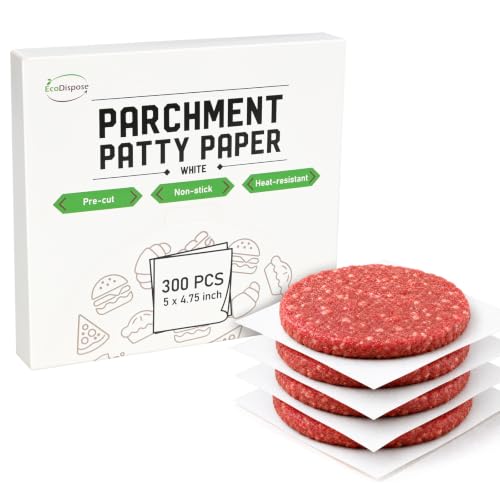 EcoDispose 300 Sheets Non-Stick Hamburger Patty Paper, 5" x 4.75", White - color: White, size: 5"×4.75" Square