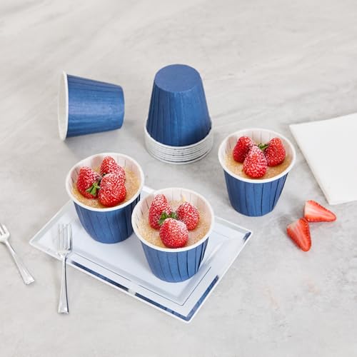 Restaurantware 4 oz Round Midnight Blue Paper Tall Baking Cup, 200 Pack - color: Midnight Blue, size: Tall