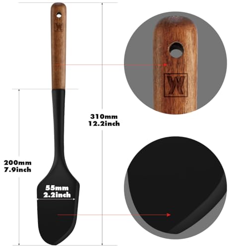 WAGENSTEIGER Silicone Head Scraping Spatula with Wooden Handle: Multi-Purpose Cooking Tool for Spreading, Baking and Mixing, Heat Resistant Cookware, Protects Surfaces with Gentle Head Design