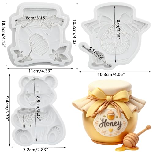 Honey Jar Dipper Fondant Mold Honey Pot Silicone Molds Set of 3