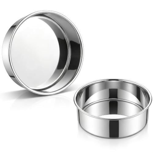 Homikit 6 Inch Round Cake Pan Set of 2, Stainless Steel Smash Baking Pan - size: 6 inch