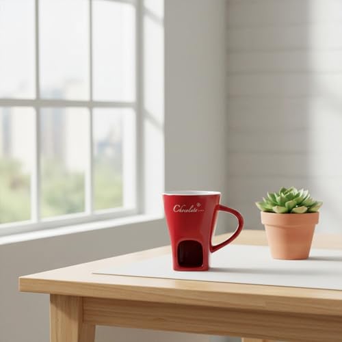 Chocolate Melting Mug, Party Fondue Cup with Candle Melting Pot - color: Red