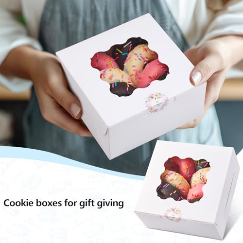 Cookie Boxes with Window, Pack of 20, 6x6x3 Inches - size: 6x6x3 inches
