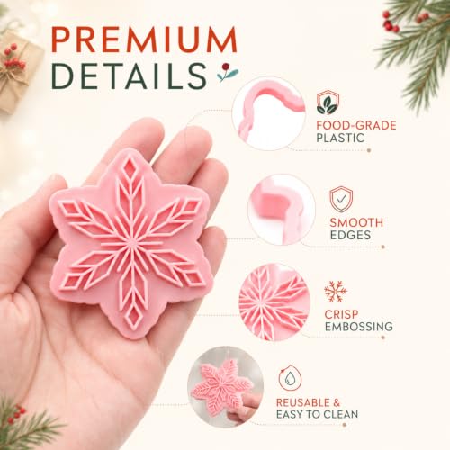 9-Piece Snowflake Cookie Cutter and Stamp Set, Plastic