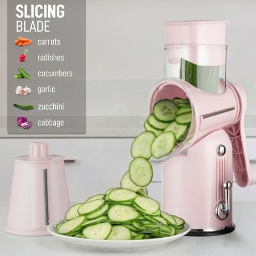 Rotary Cheese Grater Hand Crank, Vegetable Shredder - Classic Pink - color: 28 - Pink