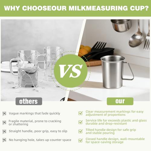 Stainless Steel Metal Measuring Cup w/Handle for Liquid,16&16oz - size: 16 oz+16 oz
