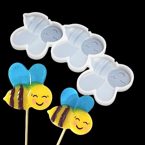 mostsom Silicone Lollipop Molds,Chocolate Candy Mold Lollypop Sucker Molds Flower Honeycomb Chocolate Hard Candy Molds No Sticks 2PCS (E_ Bee) - size: E_ Bee