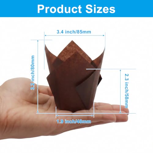 200 Pcs Brown 1.9 Inch Base Mini Tulip Cupcake Liners - color: Brown
