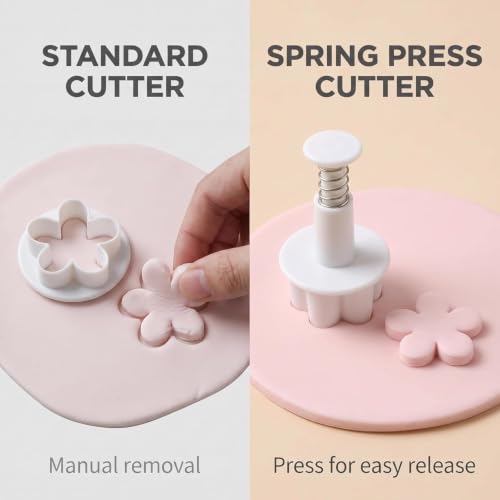 4Pcs White Flower Plunger Cookie Cutter DIY Blossom Flower Cake Fondant Mold Plastic Cake Decorating Baking Cookie Cutters For Baking, Dessert and Candy Sculpting Tools Baking Tools and Accessories