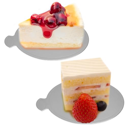 50 Pcs Mini Cake Boards, 3.1 Inch Mousse Cake Boards Cake Base for Mini Cake Dessert Mousse Cake Chocolate Cake (Silver) - color: Silver, size: Small Round-50Pcs