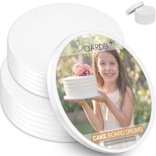 0.5" Cake Board Drums 8 & 10 Inch (7 Pack Per Size) Value Bundle - size: 8"+10"