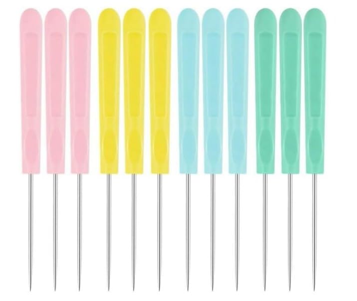 12Pcs Cookie Decorating Scribe Supplies Icing Scribe Tool for Cake Diy Craft Leather Awl Tool,Sewing Stainless Steel Fondant Sugar Stir Needle Biscuit Icing Pin Kit with Handle Baking,Decorating Tools