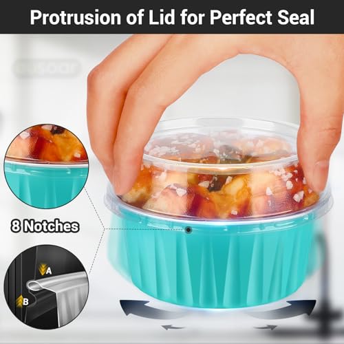EUSOAR Aluminum Foil Cups, 5oz 50pcs Baking Cups with Lids, 3.34"x2.59"x2.35" 125ml Snacks Desserts Flan, Economical Catering Gathering Club Shower Wedding Party Favor Baking Cups-Blue - color: Blue, size: 50pcs