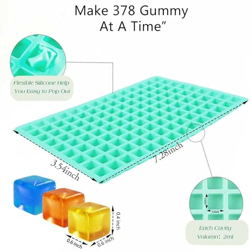 3Pack Square Silicone Candy Molds,126- Cavity Non-Stick Mini Gummy Mold for Caramel,Hard Candy,Ice Cube,Chocolate,Ganache (126-Cavity) - size: 126-Cavity
