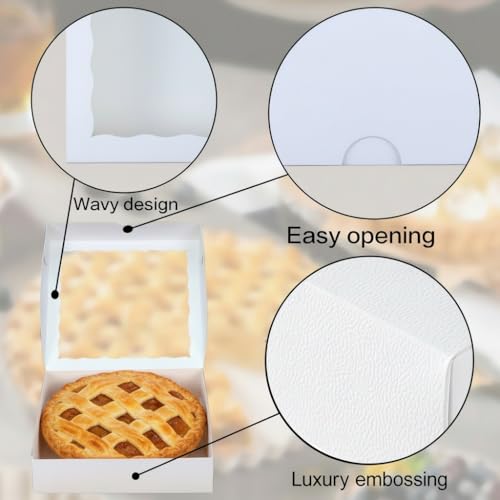 12Pack White Bakery Boxes for Pie,9X9X2.5 Inches - color: White