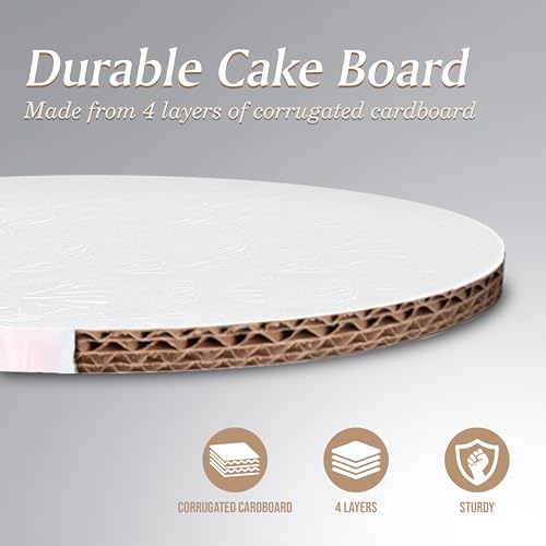 Cakebon Cake Boards 12" White Round Cake Drums 1/2" Wrapped Edge 1Pack - color: White (Wrapped Edge), size: 12 Inch