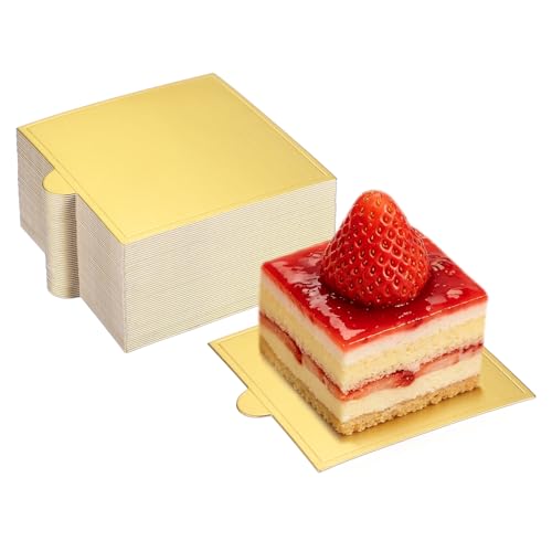 uxcell 50 Pcs Mini Cake Board 3.5 Inch Mousse Base Square Gold - color: Gold, size: 3.5 Inch