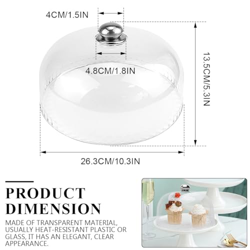 DOERDO 10Inch Cake Dome Cover Clear Cake Stand Cover Acrylic Round Cheese Cloche Dome for Dessert Display, 26.5x13.5cm