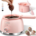 LUSHYUM Electric Chocolate Melting Pot, 4-Cup Chocolate, 2 Insert Pots - color: Pink