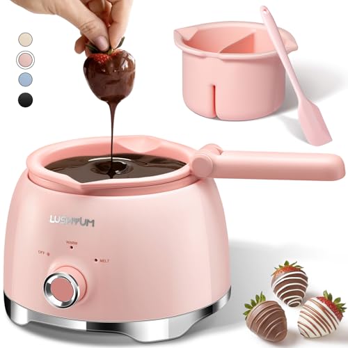 LUSHYUM Electric Chocolate Melting Pot, 4-Cup Chocolate, 2 Insert Pots - color: Pink