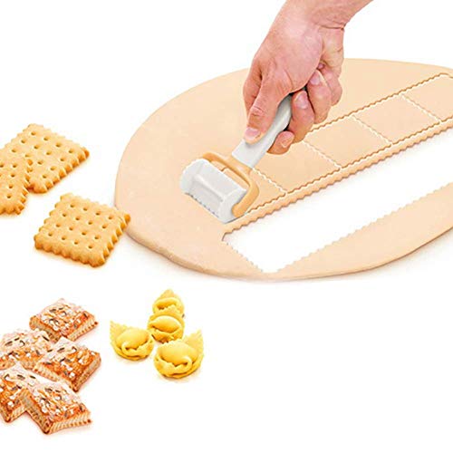 Rolling Biscuit Cutters, Rolling Cookie Cutters Dough Cookie Roller Cutter Biscuit Rolling Crimped Cutter Baking Tool Pastry Maker Rolling Square Cutter Biscuit Ravioli Cutter (large) - size: large