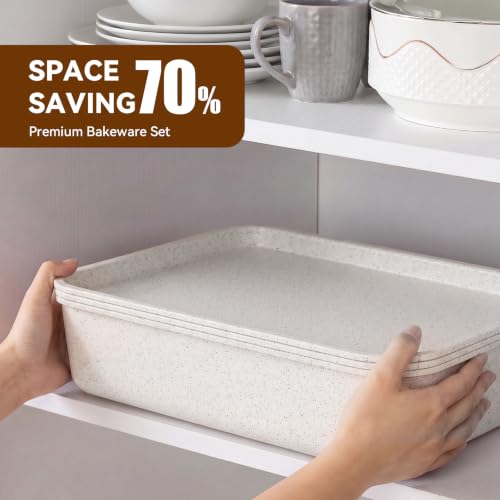 Wildone 13-Piece Baking Pans Set, Nonstick Bakeware Sets, White - color: White