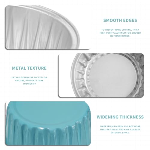 50Pcs Mini Aluminum Foil Cupcake,5oz Light Blue Baking Cups with Lids - color: Light Blue