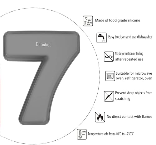 Ducodocu Silicone Cake Pans 3D Large Number Cake Mould Novelty Cake Tins DIY Baking Mold for Birthday Wedding Anniversary 10 inch Number of 7 - size: 7