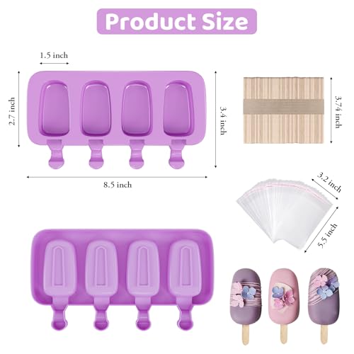 Ouddy Life Popsicle Molds Set of 2, Ice Pop Molds Silicone Cake Pop Mold - color: Purple