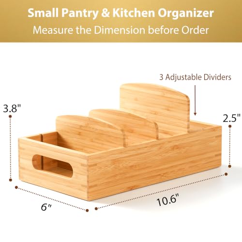 Small Bamboo Seasoning Packet & Tumbler Lid Organizer in Cabinet - size: Small