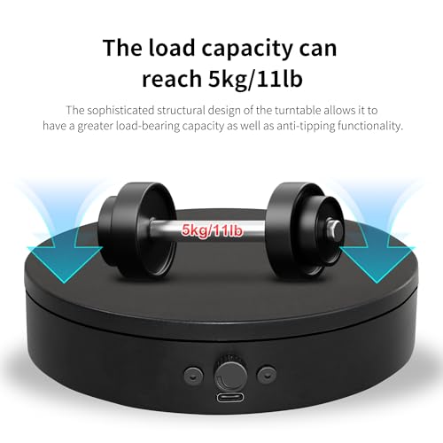 Rotating Display Stand,360° Silent Spinning Display Stand,Speed-adjustable Spinning Platform,Bidirectional Rotating Display Base,Multi-power Motorized Turntable For Photography(5.91inch/B) - size: 5.91inch/Black/11Lbs Load