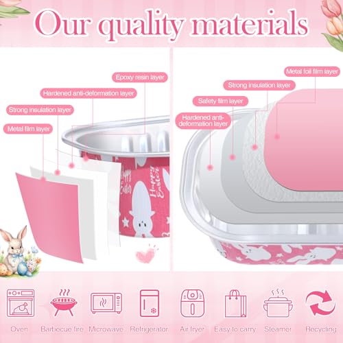 Tioncy 100 Pcs Mini Loaf Pans with Lids Spoons, Easter Bunny - style: Easter Bunny