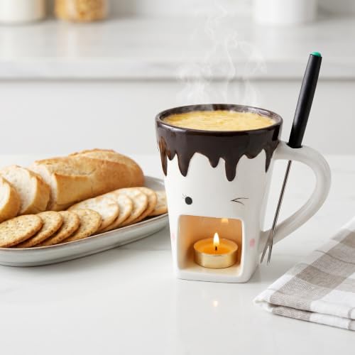 Dicunoy 2 Set Fondue Mug with Fork, Chocolate Melting Cup for Cheese Gift