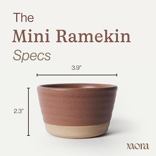 Mora Mini Ramekins Set of 4, 8oz Ceramic Pottery Baking Dishes - Microwave, Oven and Dishwasher Safe - Toasted Terracotta - color: Terracotta, size: Mini