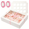 Bakepacker Auto-pop Up Cupcake Boxes with Window White 40PCS 12 Count - color: White, 40